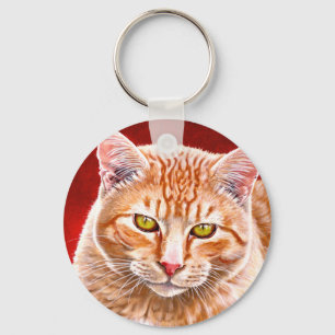 Orange Tabby Painting Key Ring