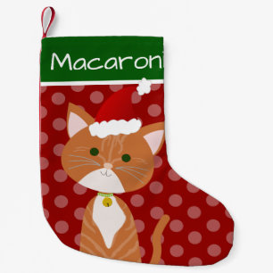 Orange Tabby Santa Kitty Small Christmas Stocking