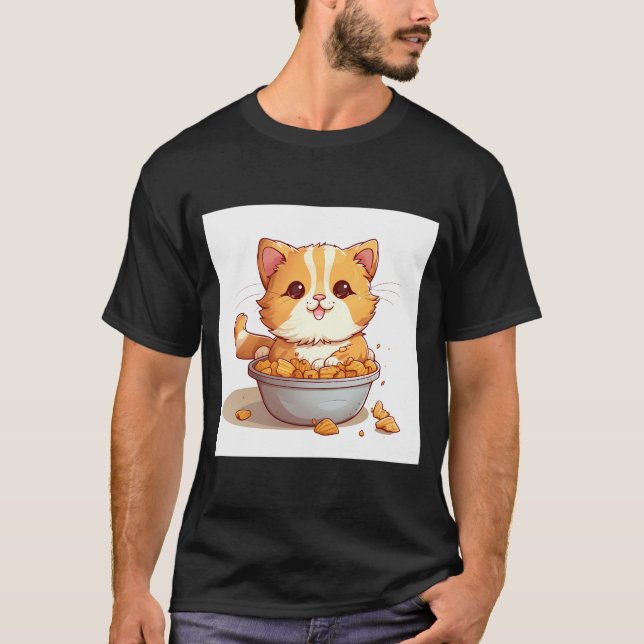 Orange tabby tater tot cat in a bowl of tater tots T-Shirt (Front)