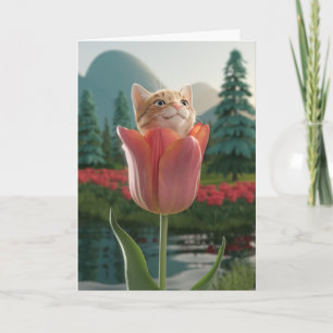 Orange Tabby Tulip Card