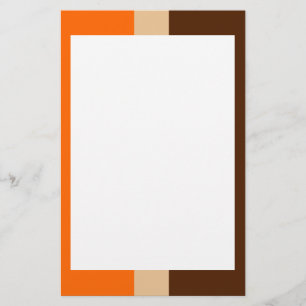 Orange Tan and Brown Border Stationery
