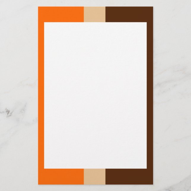 Orange Tan and Brown Border Stationery (Front)