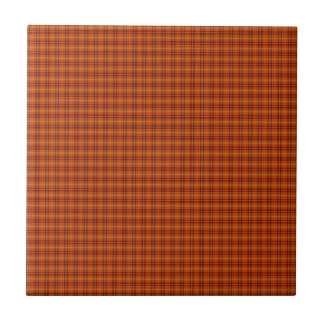 Orange Tartan  Ceramic Tile (Front)