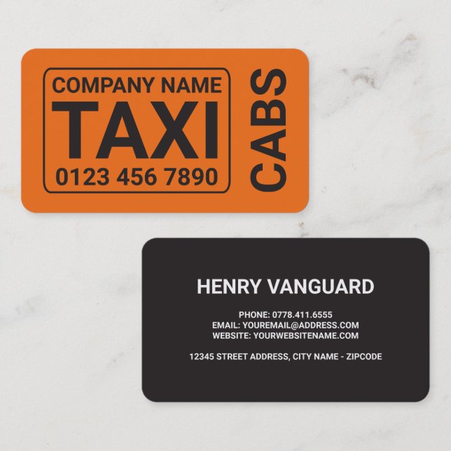 Orange Taxi Cab Business Card (Front/Back)