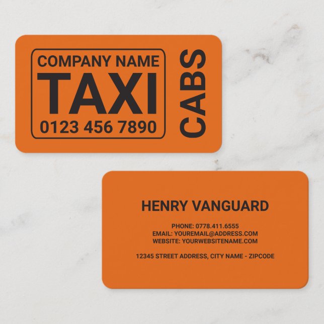 Orange Taxi Cab Business Card (Front/Back)