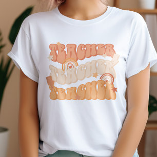 Orange Teacher Teacher Teacher Retro T-Shirt