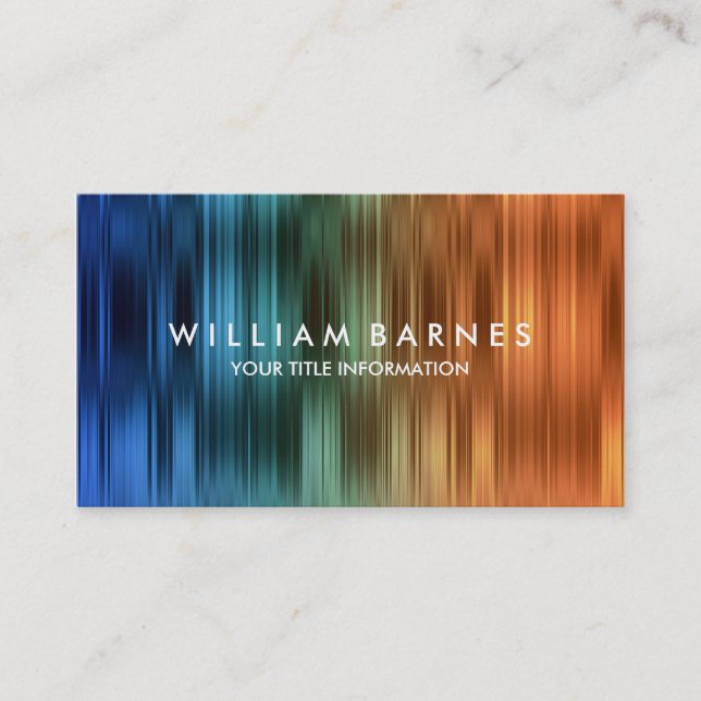 Orange Teal Blue Stripes Business Card (Front)