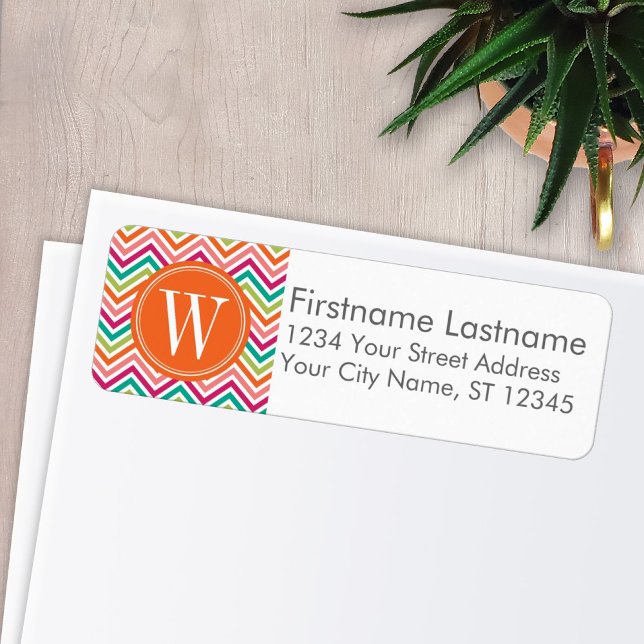 Orange Teal Chevron - Monogram Return Address (Creator Uploaded)