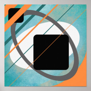 Orange Teal Geometric Canvas Design AP0011 Poster