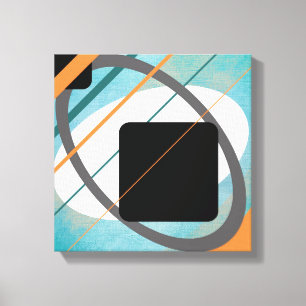 Orange & Teal Geometric Design Wrapped Canvas