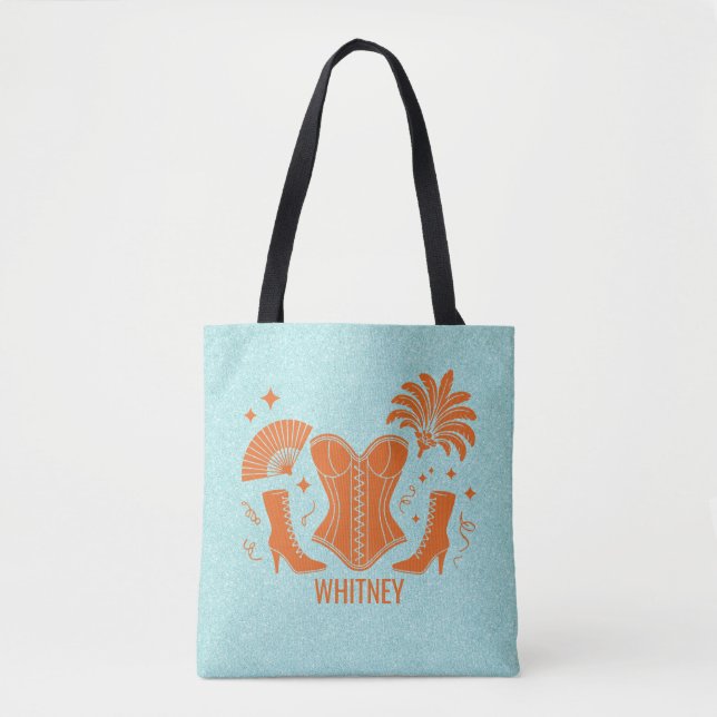 Orange + Teal Las Vegas Showgirl Bach Tote Bag (Front)
