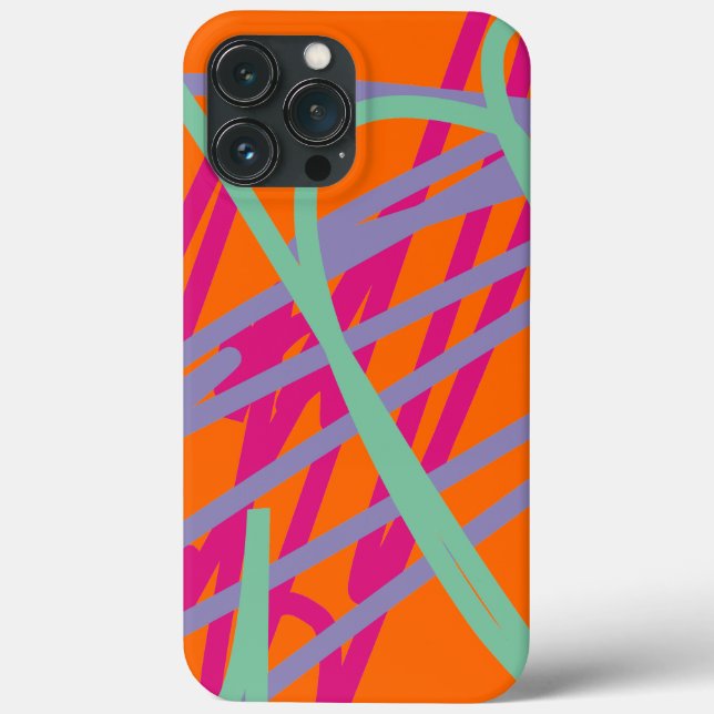 Orange Teal Purple Pink Lines Scribbles Artsy Fun Case-Mate iPhone Case (Back)