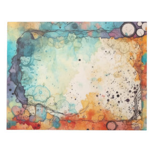 Orange,Teal, Purple watercolor splashes page  Notepad