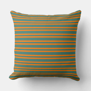Orange Teal Stripes Seamless Pattern Cushion