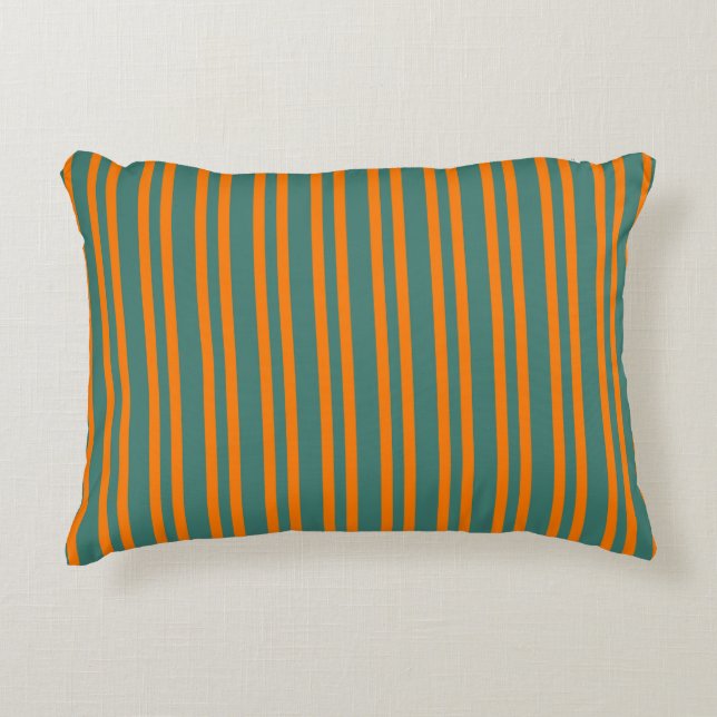 Orange Teal Stripes Seamless Pattern Decorative Cushion (Front)