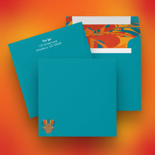 Orange & Teal Turkey Square Envelope