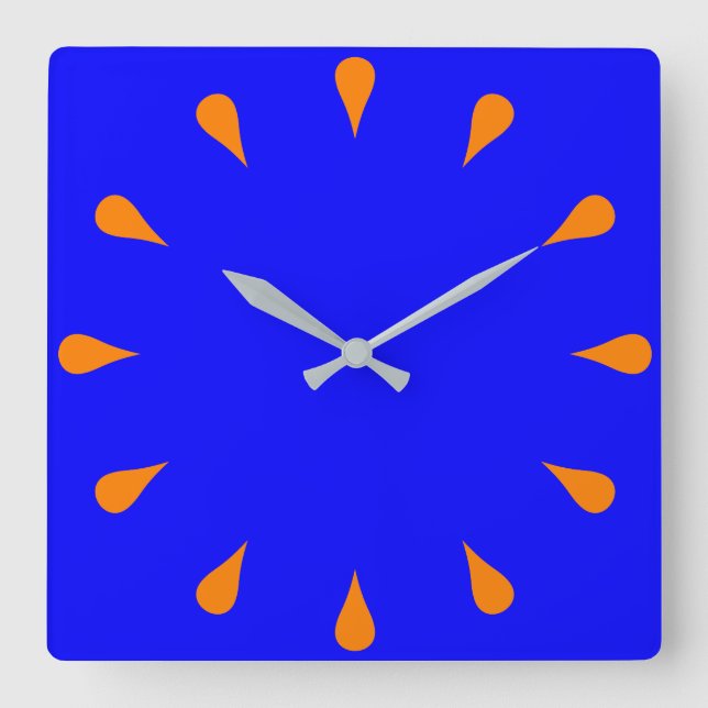 Orange teardrops square wall clock (Front)