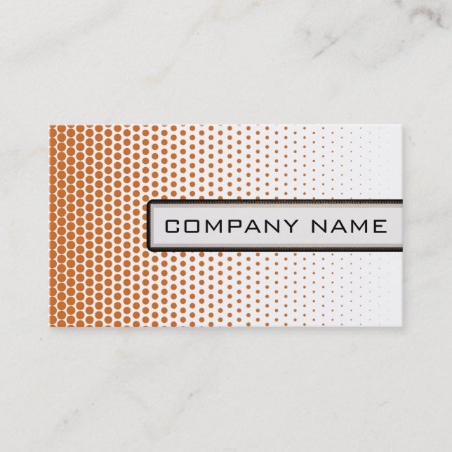 Orange Techno Dots Elegant Modern White Business Card (Front)