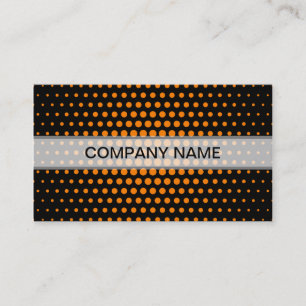 Orange Techno Dots Modern Black Business Card