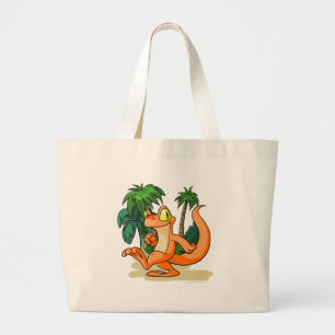 Orange Techo on a Mystery Island quest Large Tote Bag