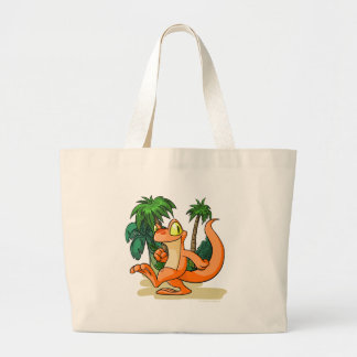 Orange Techo on a Mystery Island quest Large Tote Bag