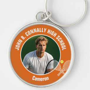 Orange Tennis Player Photo Commemorative Gift Key Ring