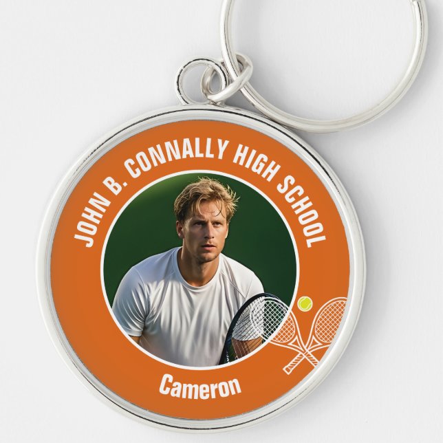 Orange Tennis Player Photo Commemorative Gift Key Ring (Front)