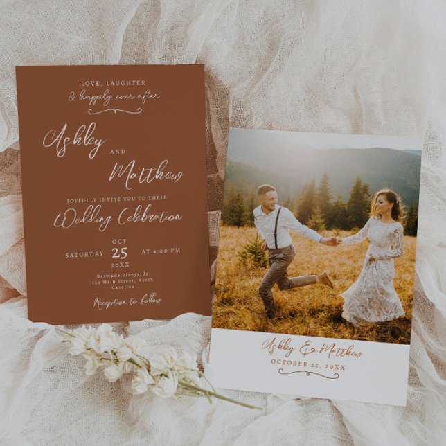 Orange Terracaotta Boho Wedding Invitation (Creator Uploaded)