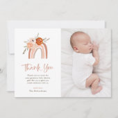 Orange Terracotta Boho | Rainbow Baby Shower Photo Thank You Card (Front)