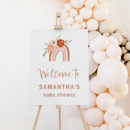 Orange Terracotta Boho Rainbow Baby Shower Welcome