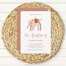 Orange Terracotta Boho | Rainbow Baptism Invitation