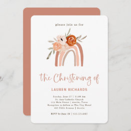 Orange Terracotta Boho | Rainbow Christening Invitation