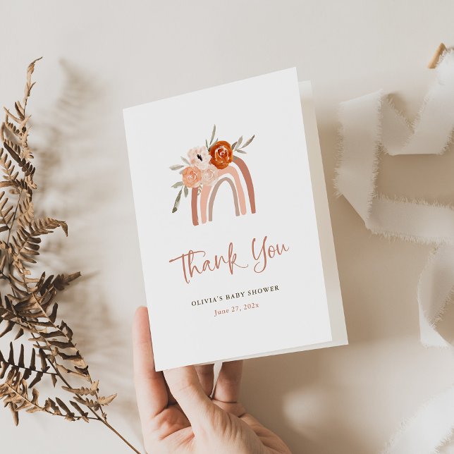 Orange Terracotta Boho | Rainbow Thank You Card (Creator Uploaded)