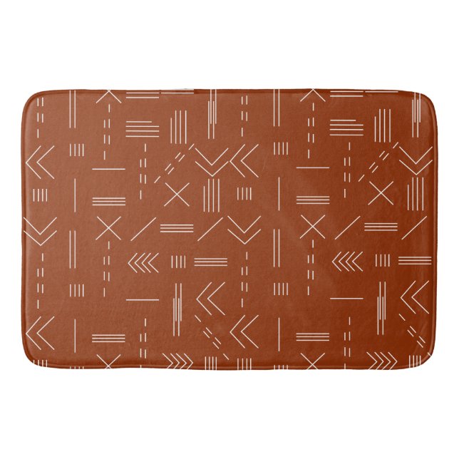 Orange Terracotta Gorgeous Geometric Pattern Bath Mat (Front)