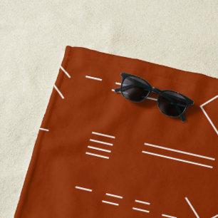 Orange Terracotta Gorgeous Geometric Pattern Beach Towel