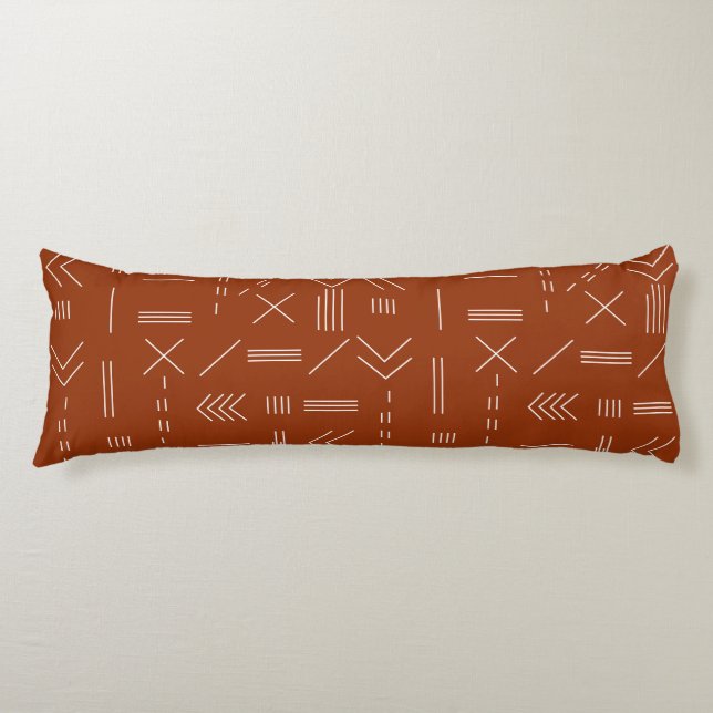 Orange Terracotta Gorgeous Geometric Pattern Body Cushion (Front)