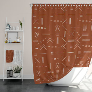 Orange Terracotta Gorgeous Geometric Pattern Shower Curtain