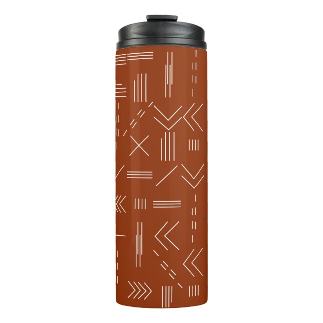 Orange Terracotta Gorgeous Geometric Pattern Thermal Tumbler (Front)