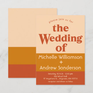 Orange Terracotta Modern Retro 3.5x5 Invitation