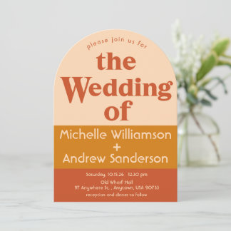 Orange Terracotta Modern Retro Arched Invitation