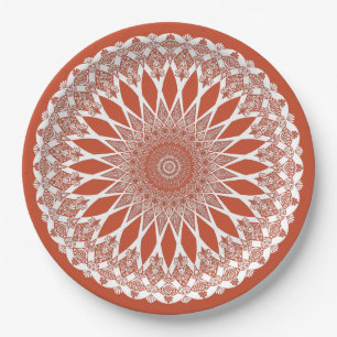 Orange Terracotta Tristyns Mandala Paper Plate