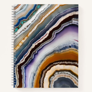 Orange Terracotta White Black Blue Agate Geode Notebook