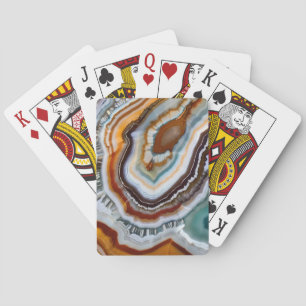 Orange Terracotta White Black Blue Agate Geode Playing Cards