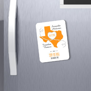 Orange Texas Curling Ribbon Save the Date Magnet