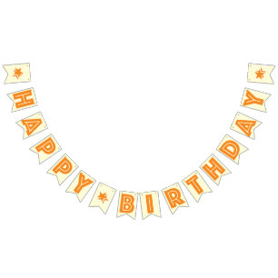 ORANGE TEXT AND CREAM COLOR ☆ HAPPY ☆ BIRTHDAY BUNTING