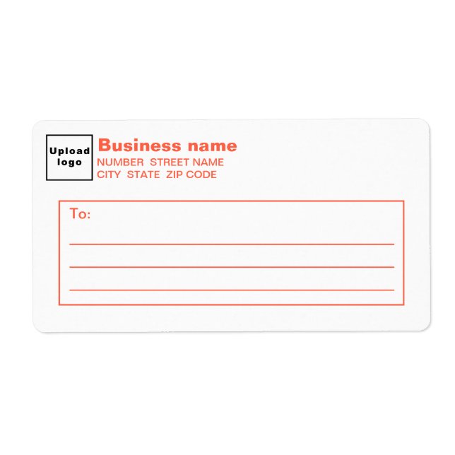 Orange Text Business Shipping Label (Front)