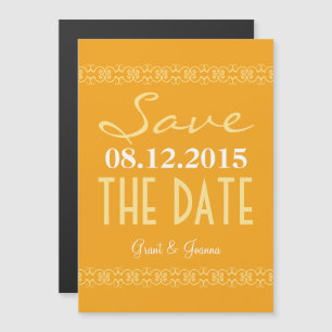 Orange Text Save The Date Magnetic Wedding Invites