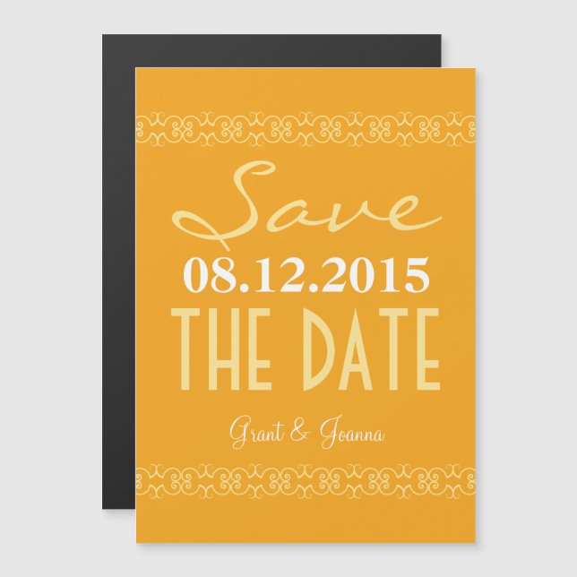Orange Text Save The Date Magnetic Wedding Invites (Front/Back)
