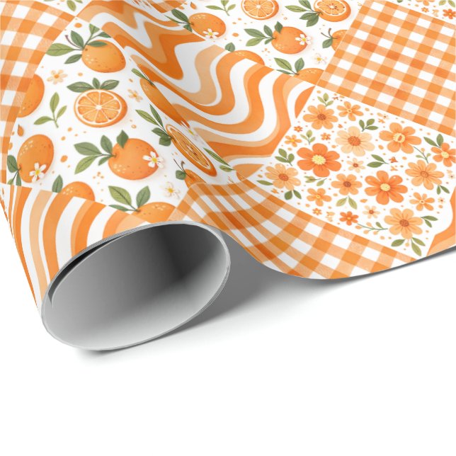 Orange Textures Wrapping Paper (Roll Corner)