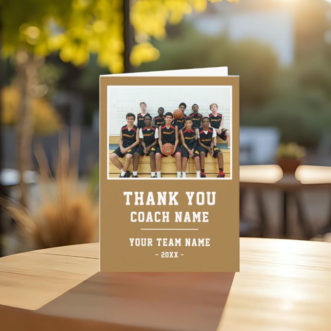 Orange Thank you Coach Card Team Name Photo (Creator Uploaded)